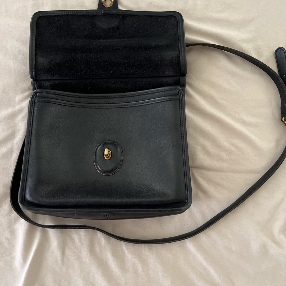Vintage Coach Black Leather Willis Satchel Crossbody Bag – Authentic USA MADE - Picture 8 of 9